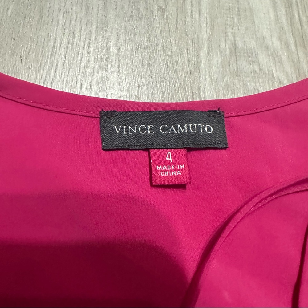 Vince Camuto Hot Pink Ruched Drawstring Sleeve Blouse Sz 4 - Picture 7 of 9